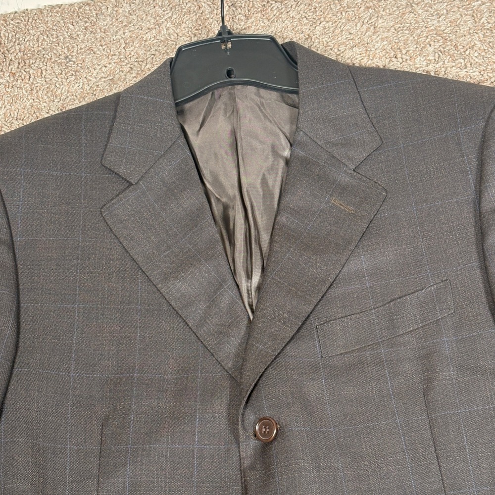 Canali Mens Brown‎ Plaid Virgin Wool 3-Button Sport Coat Blazer 50R (40R USA)